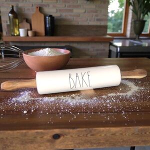 Magenta White Rolling Pin with Wooden Handles